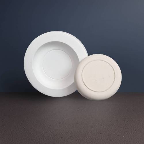 EK075 Alçı Kalıp - Seramik Döküm Kalıbı İnce Sır Ayaklı Alçak Kase 13,5x4cm - 0