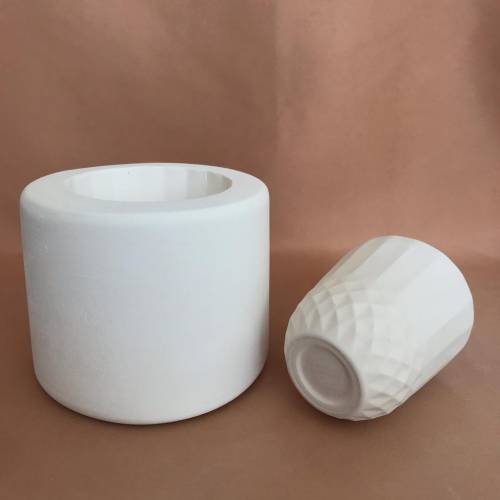 EK082 Alçı Kalıp - Seramik Döküm Kalıbı Dekorlu Bardak 8,5x8,5cm - 3