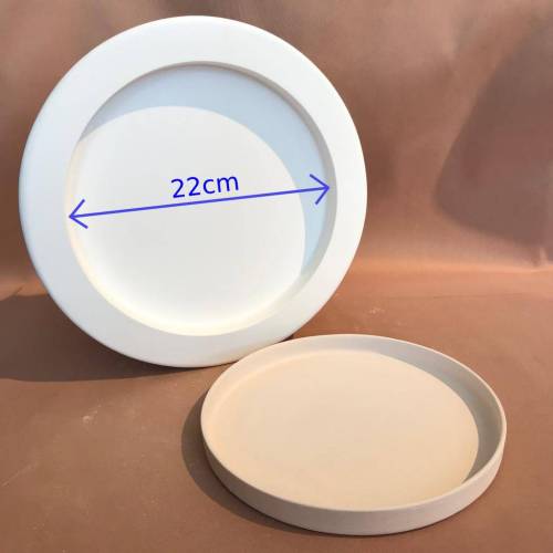 EK122 Alçı Kalıp - Seramik Döküm Kalıbı Yuvarlak Dik Kenarlı Tabak 22cm - 1
